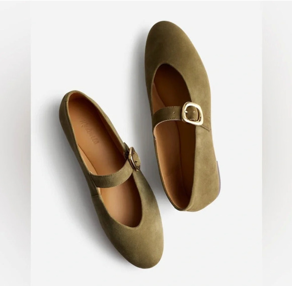 Madewell Shoes - Madewell The Remy Mary Jane Flat in Aged Olive Green Suede Size 8